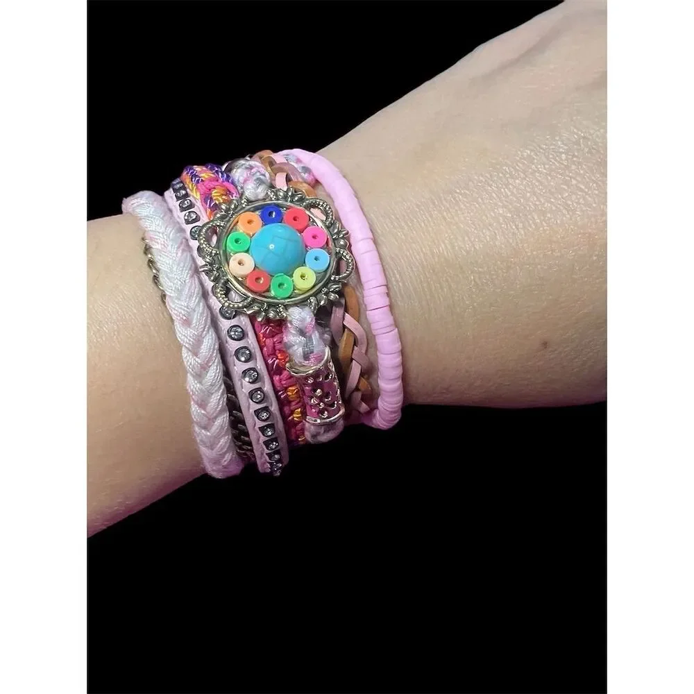 Bohemian Multi-Layer Wrap Bracelet Turquoise Beads Crystals Magnetic Clo… - Picture 4 of 7